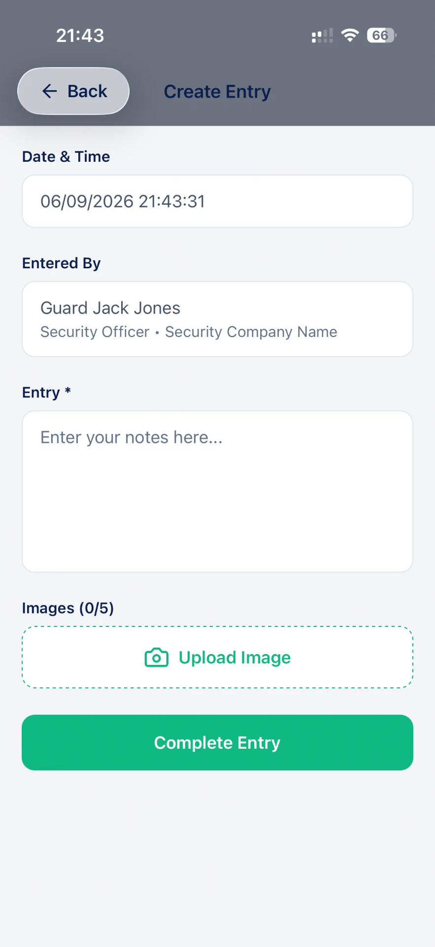 Creating a timed pocket notebook entry in Store Detective