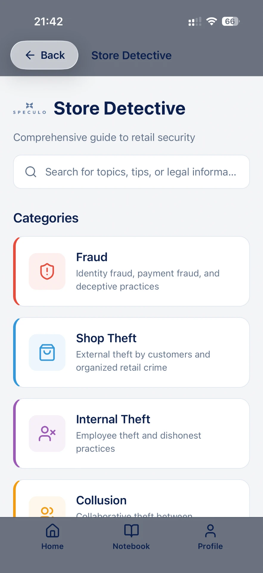 Store Detective retail security guide categories