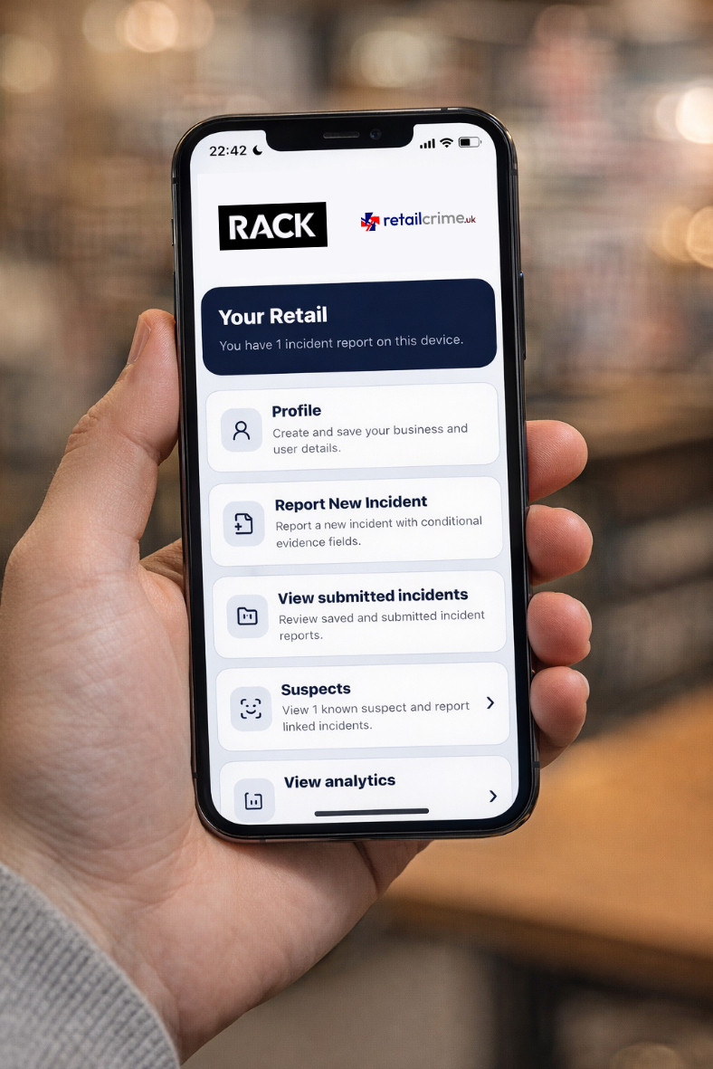 The RACK Reporting app open on a smartphone
