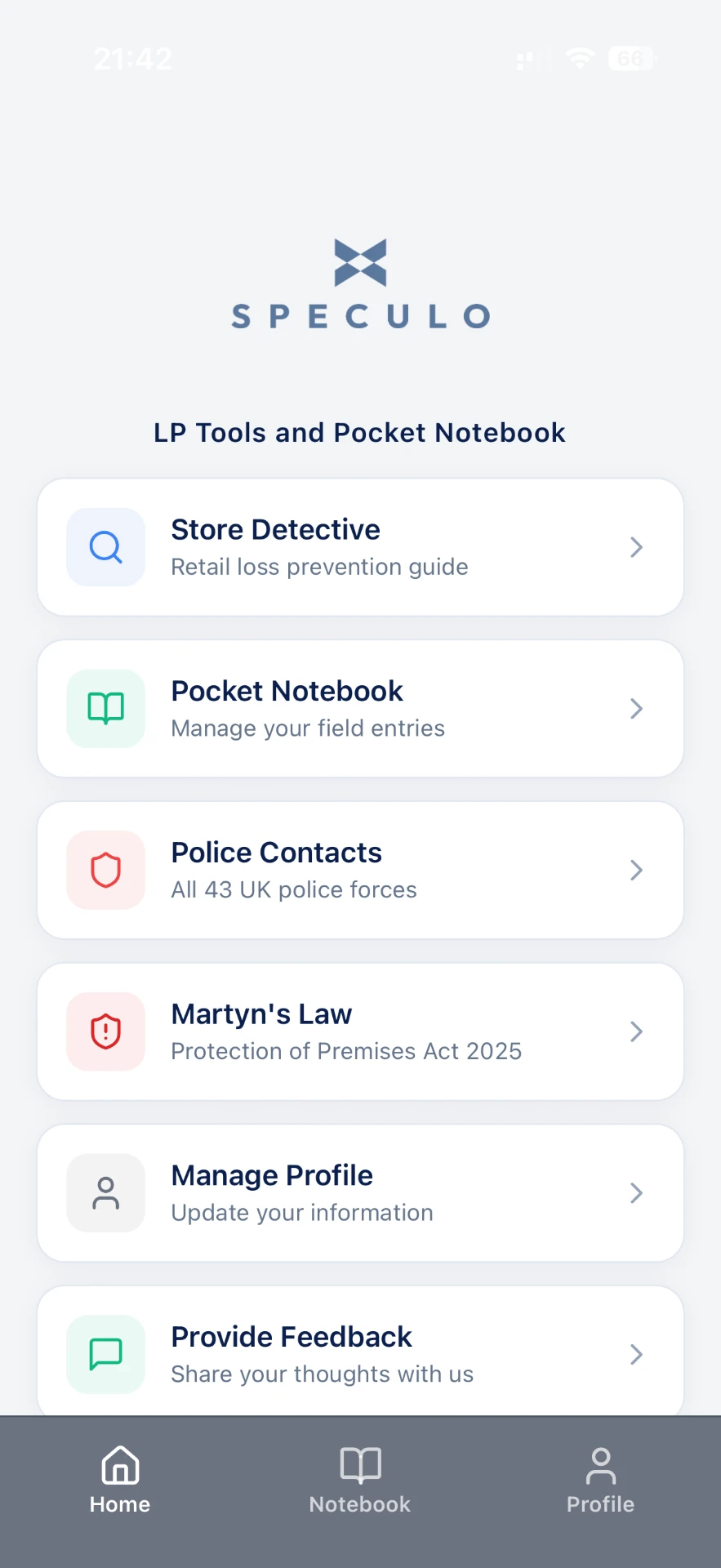 Store Detective home screen with LP tools